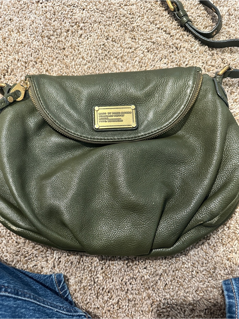 Marc by Marc Jacobs Olive Green Pebbled Leather Crossbody with Gold Hardware
